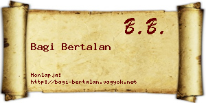 Bagi Bertalan névjegykártya
